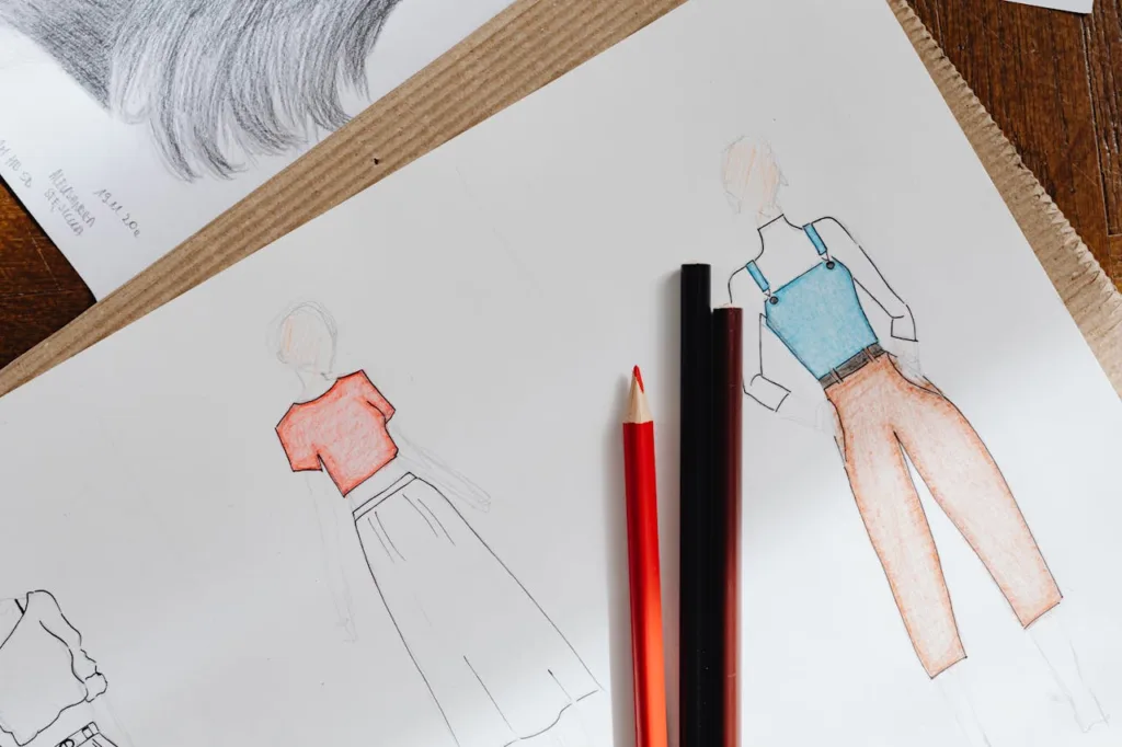 Sketches of Clothes on White Paper